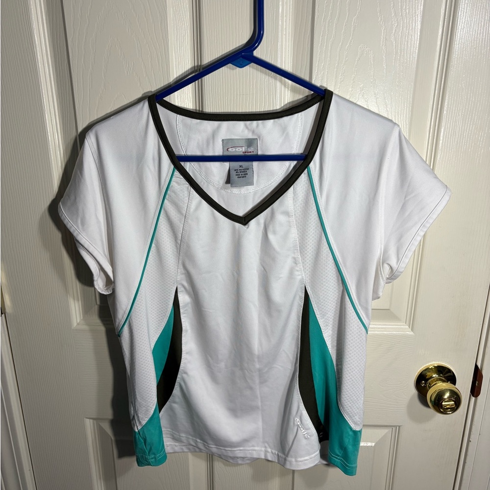 Bolle White and Teal Women's Active Top